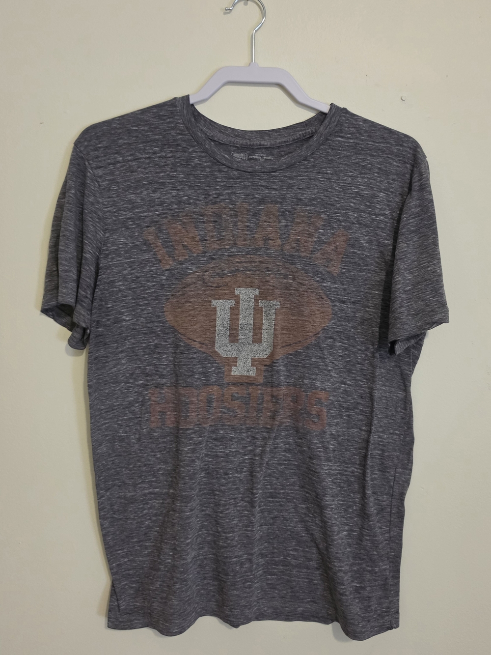 IU Indiana Hoosiers Football Heather Gray Crewneck Tee